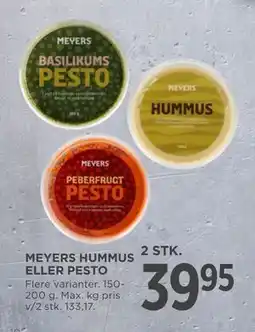MENY MEYERS HUMMUS ELLER PESTO, DKK 39.95 tilbud