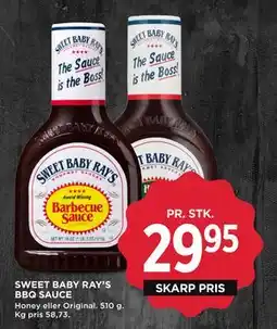 MENY SWEET BABY RAY’S BBQ SAUCE, DKK 29.95 tilbud