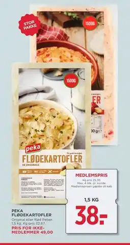 MENY PEKA FLØDEKARTOFLER, DKK 49, App-pris tilbud