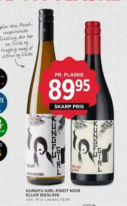 MENY KUNGFU GIRL PINOT NOIR ELLER RIESLING, DKK 89.95 tilbud