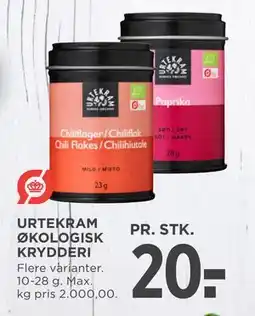 MENY URTEKRAM ØKOLOGISK KRYDDERI, DKK 20 tilbud