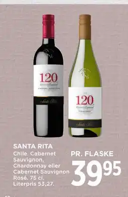 MENY SANTA RITA, DKK 39.95 tilbud