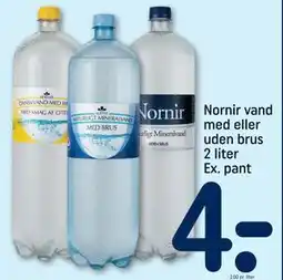 REMA 1000 Nornir vand med eller uden brus 2 liter, DKK 4 tilbud