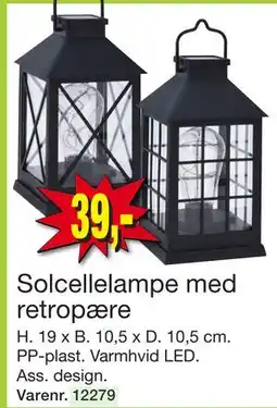 Harald Nyborg Solcellelampe med retropære, DKK 39 tilbud