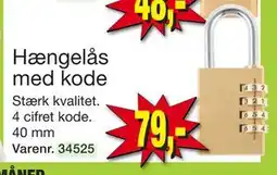 Harald Nyborg Hængelås med kode, DKK 79 tilbud