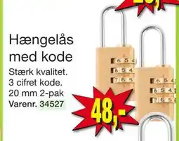 Harald Nyborg Hængelås med kode, DKK 48 tilbud