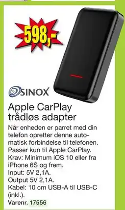 Harald Nyborg Apple CarPlay trådløs adapter, DKK 598 tilbud