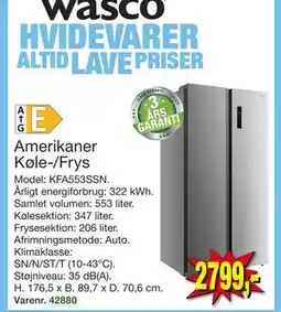 Harald Nyborg Amerikaner Køle-/Frys, DKK 2799 tilbud
