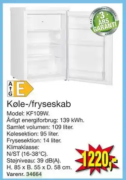 Harald Nyborg Køle-/fryseskab, DKK 1220 tilbud