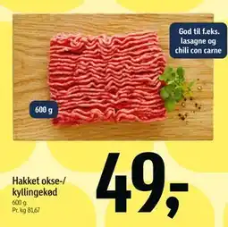 Føtex Hakket okse-/ kyllingekød, DKK 49 tilbud