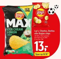 Føtex Lay’s, Cheetos, Doritos eller Bugles chips, DKK 13 tilbud