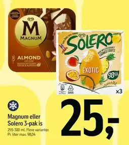 Føtex Magnum eller Solero 3-pak is, DKK 25 tilbud