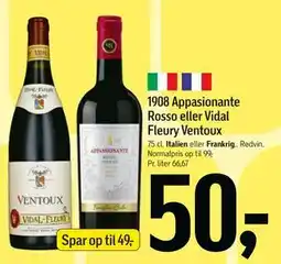Føtex 1908 Appasionante Rosso eller Vidal Fleury Ventoux, DKK 50 tilbud