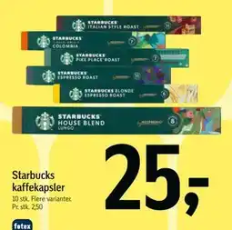 Føtex Starbucks kaffekapsler, DKK 25 tilbud
