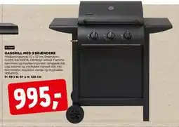 jem & fix GASGRILL MED 3 BRÆNDERE, DKK 995 tilbud