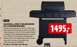 jem & fix GASGRILL MED 3 BRÆNDERE OG 1 SIDEBRÆNDER, DKK 1495 tilbud
