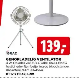 jem & fix GENOPLADELIG VENTILATOR, DKK 139 tilbud