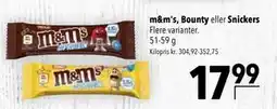 Citti m&m's, Bounty eller Snickers, DKK 17.99 tilbud