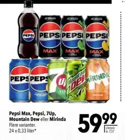 Citti Pepsi Max, Pepsi, 7Up, Mountain Dew eller Mirinda, DKK 59.99 tilbud