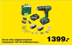 Bauhaus Bosch akku slagboremaskine EasyImpact 18V-40 m/tilbehørssæt,... tilbud