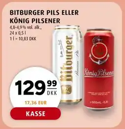 Scandinavian Park BITBURGER PILS ELLER KÖNIG PILSENER, DKK 129.99 tilbud