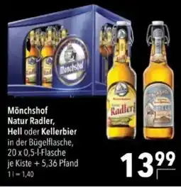 Citti Mönchshof Natur Radler, Hell oder Kellerbier in der Bügelflasche, tilbud