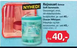 BigDollar Rejsesæt Sence Soft Serenade, Showergel, mist, skrubbehandske, bodybutter, tilbud