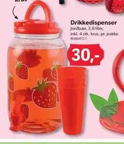 BigDollar Drikkedispenser Jordbær tilbud