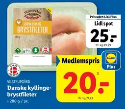 Lidl VILSTRUPGÅRD Danske kyllinge- brystfileter tilbud