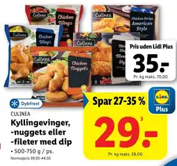 Lidl CULINEA Kyllingevinger, -nuggets eller -fileter med dip tilbud