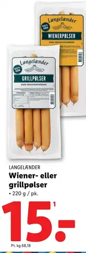 Lidl LANGELANDER Wiener- eller grillpølser tilbud