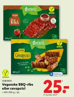 Lidl VEMONDO Veganske bbq-ribs eller cevapcici tilbud
