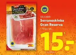 Lidl SOL & MAR Serranoskinke gran reserva tilbud