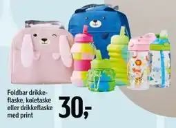 Føtex Foldbar drikkeflaske, køletaske eller drikkeflaske med print, DKK 30 tilbud
