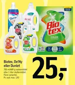 Føtex Biotex, De!Ny eller Dunlet, DKK 25 tilbud