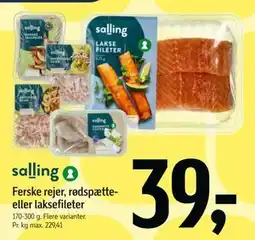 Føtex Ferske rejer, rødspætte- eller laksefileter, DKK 39 tilbud