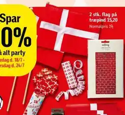 Føtex 2 stk. flag på træpind, DKK 15.2 tilbud