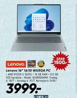 Bilka Lenovo 16” 16:10 WUXGA PC, DKK 3999 tilbud