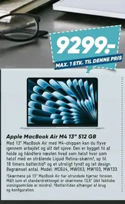 Bilka Apple MacBook Air M4 13” 512 GB, DKK 9299 tilbud