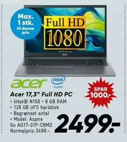 Bilka Acer 17,3” Full HD PC, DKK 2499 tilbud