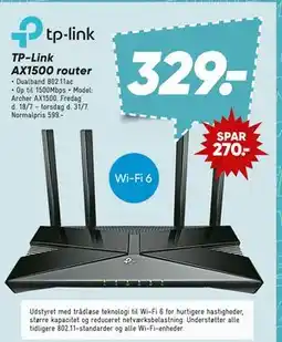 Bilka TP Link AX1500 router, DKK 329 tilbud