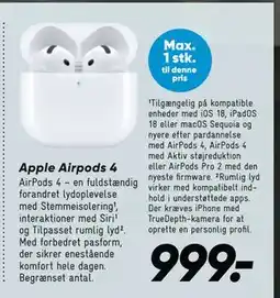 Bilka Apple Airpods 4, DKK 999 tilbud