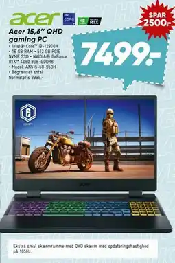 Bilka Acer 15,6’’ QHD gaming PC, DKK 7499 tilbud