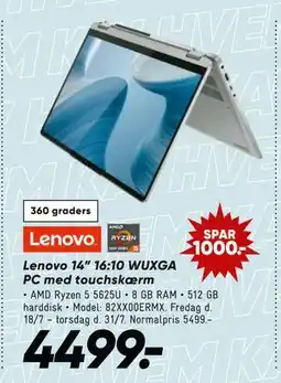 Bilka Lenovo 14” 16:10 WUXGA PC med touchskærm, DKK 4499 tilbud