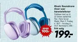 Bilka Music Soundcore Over-ear høretelefoner, DKK 199 tilbud
