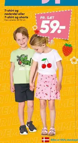Bilka T-shirt og nederdel eller T-shirt og shorts, DKK 59 tilbud