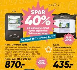 Bilka SPAR 40% på Danica Comfort dyner og Danica 3-kammerpuder tilbud
