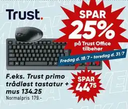 Bilka Trust primo trådløst tastatur + mus, DKK 134.25 tilbud