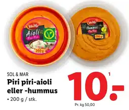 Lidl SOL & MAR Piri piri-aioli eller -hummus tilbud