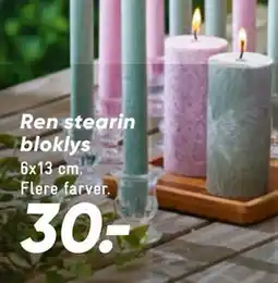 Bilka Ren stearin bloklys, DKK 30 tilbud